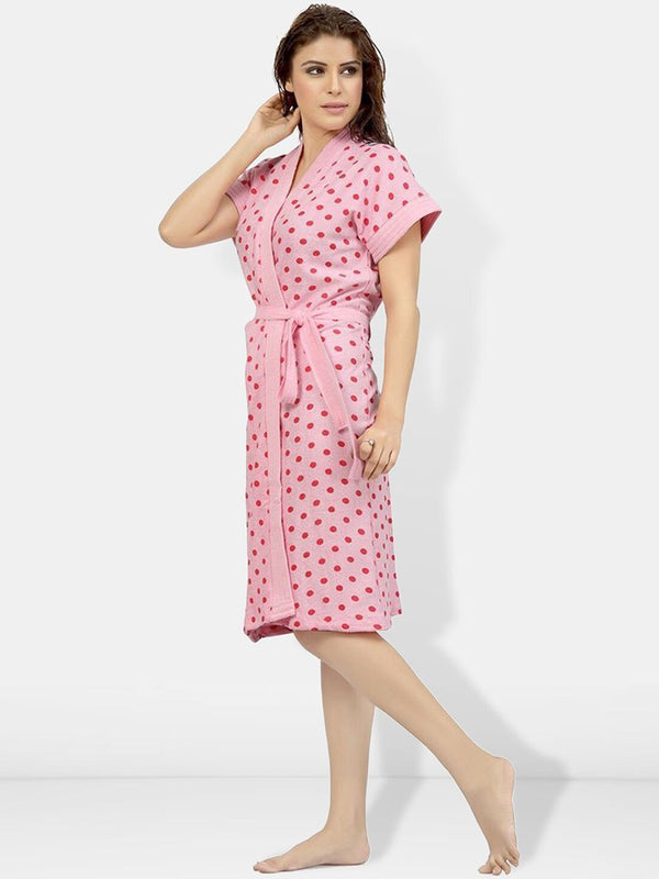 Be You Women Printed Cotton Anti-bacterial Super Soft Bath Robe With Belt