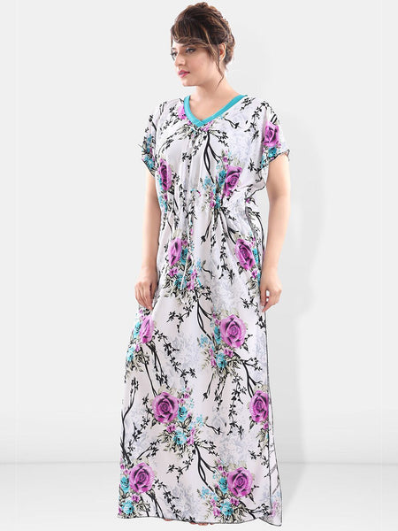 Be You Floral Printed Satin Maxi Kaftan Nightdress