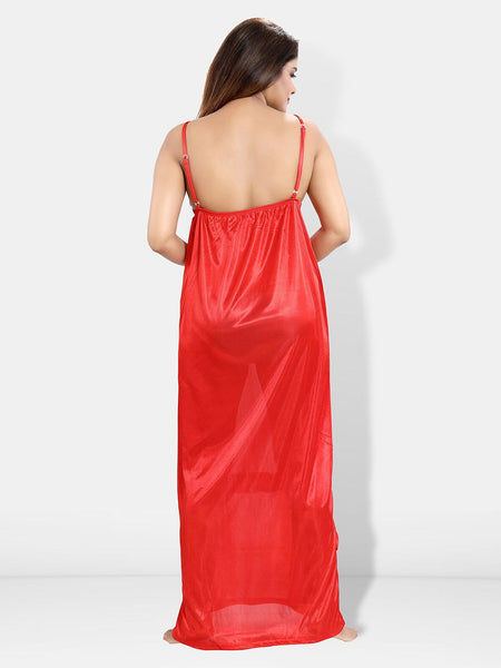 Be You Pack Of 6 Satin Maxi Wrap Nightdress With Lingerie Set