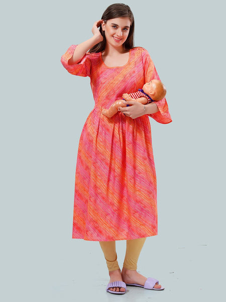 Be You Striped Bell Sleeves Maternity Kurta