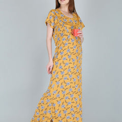 Be You Women Printed Maternity Maxi Nightdress