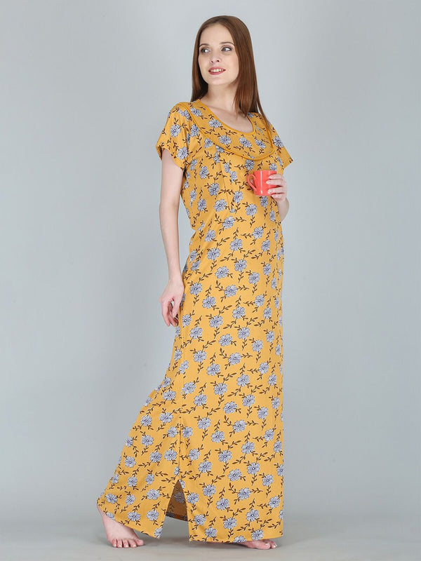 Be You Women Printed Maternity Maxi Nightdress