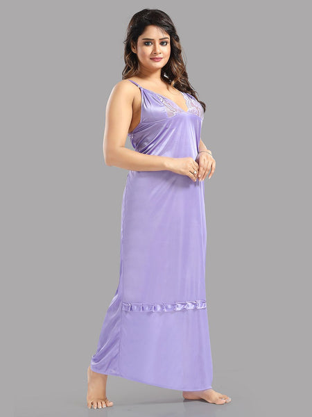 Be You Lavender Satin Maxi Shoulder Straps Nightdress