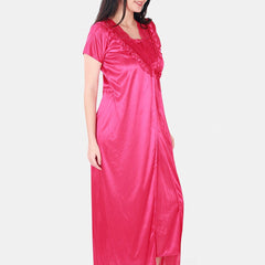 Be You Floral Lace Shoulder Straps Satin Maxi Nightdress With Robe