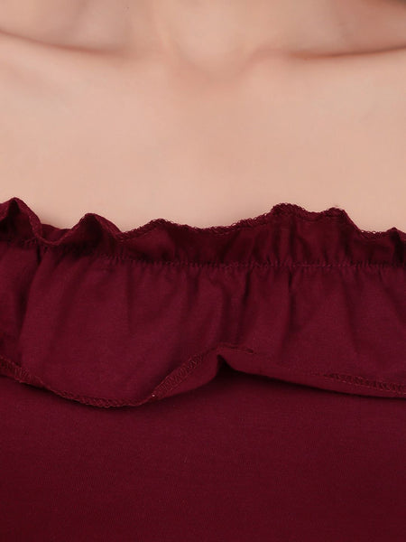 Be You Off-Shoulder Ruffles Cotton Bardot Crop Top