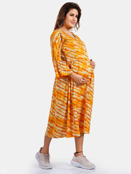 Be You Abstract Printed A Line Maternity Dress