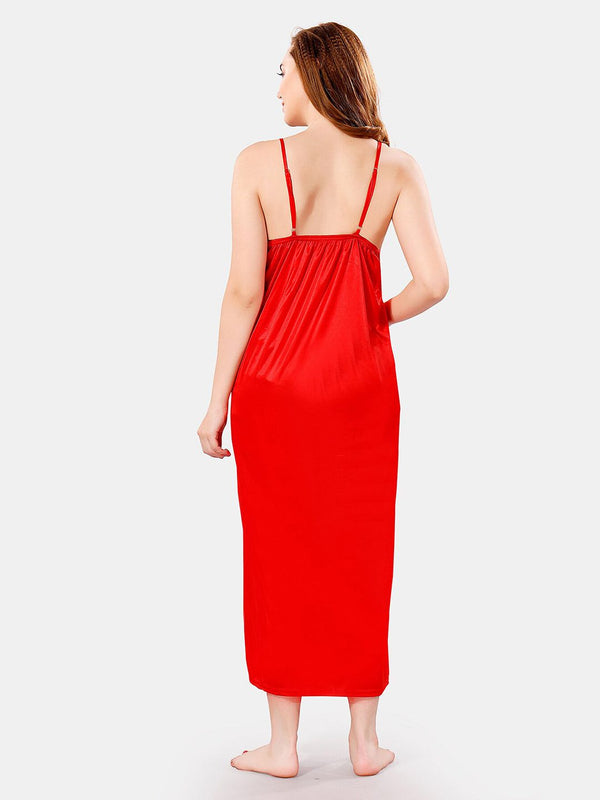 Be You V Neck Lace Satin Maxi Nightdress With Robe