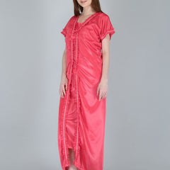 Be You Women Peach-Coloured Maxi Nightdress With Robe