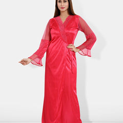 Be You Shoulder Straps Satin Maxi Nightdress With Robe