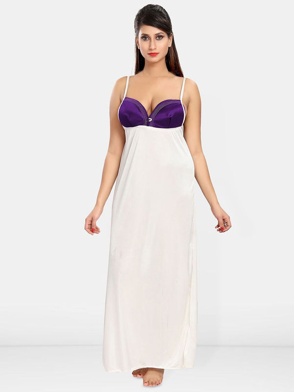 Be You Women Satin Nighty with Robe Nightdress