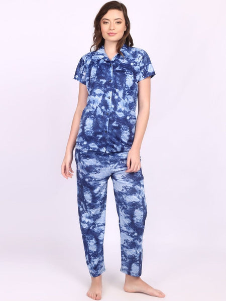 Be You Women Tie-Dye Printed Top & Pyjama Night suit