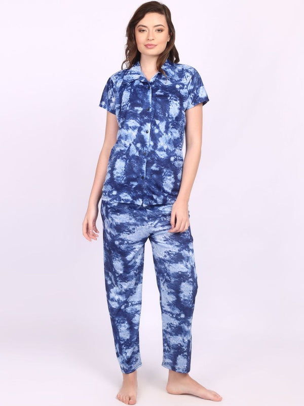 Be You Women Tie-Dye Printed Top & Pyjama Night suit