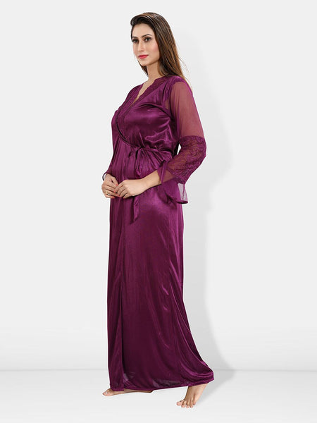 Be You Shoulder Straps Satin Maxi Nightdress With Robe