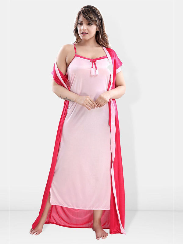 Be You V-Neck Satin Maxi Nightdress with Robe