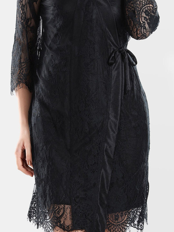Be You Self Design Shoulder Straps Nightdress With Robe