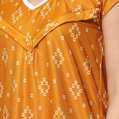 Be You Mustard Printed Maxi Nightdress