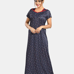 Be You Floral Printed V-Neck Satin Maxi Nightdress