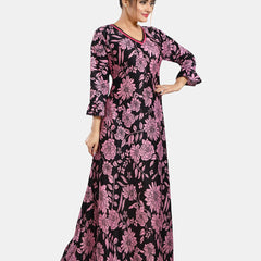 Be You Floral Printed V-Neck Satin Maxi Nightdress