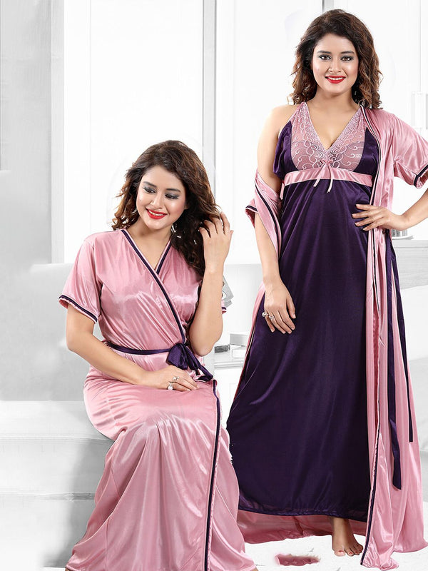 Be You V-Neck Maxi Wrap Nightdress with Robe
