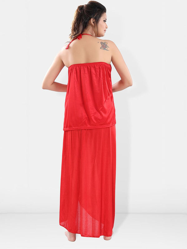Be You V-Neck Satin Lace Night Suit With Robe