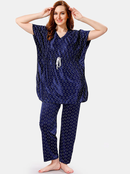 Be You Geometric Printed Satin Night Suit