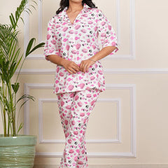 Be You Floral Printed Short Sleeves Shirt With Pyjama