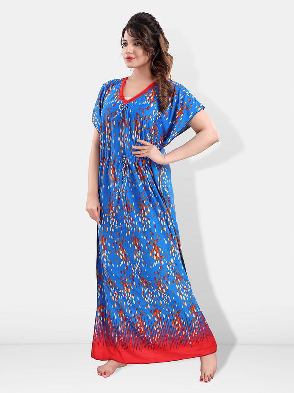 Be You Printed Satin Maxi Kaftan Nightdress