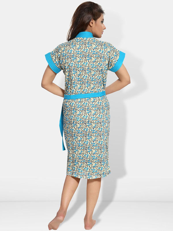 Be You Women Printed Cotton Anti-bacterial Super Soft Bath Robe With Belt