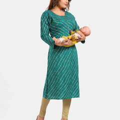 Be You Leheriya Printed Round Neck Kurta