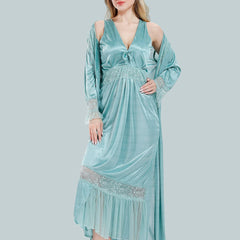 Be You V-Neck Satin Maxi Nightdress With Robe