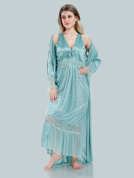 Be You V-Neck Satin Maxi Nightdress With Robe