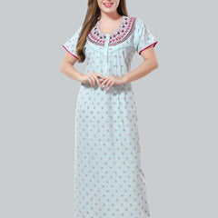 Be You Blue Embroidered Maxi Nightdress