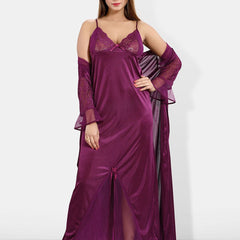 Be You Shoulder Straps Satin Maxi Nightdress With Robe