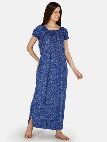 Be You Women Printed Satin Maxi Nightdress