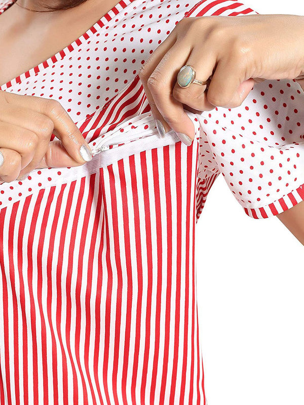 Be You Striped Maxi Satin Maternity Nightdress