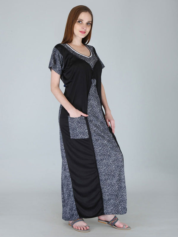 Be You Women Printed Satin Maxi Nightdress