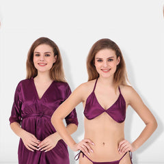 Be You Non-Wired Non Padded Lingerie Set With Robe BUF-3-PCS-SET-2246-L
