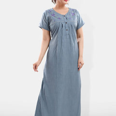 Be You Floral Embroidered V-Neck Short Sleeve Maxi Nightdress