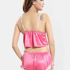 Be You Printed Satin Top & Shorts With Robe