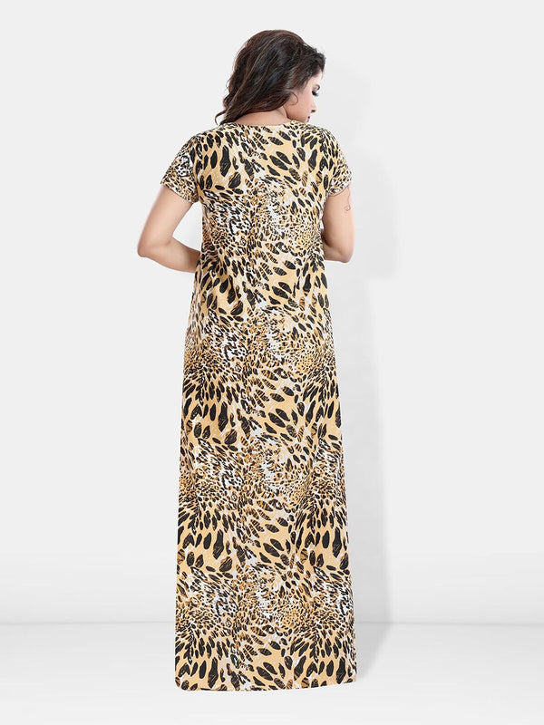 Be You Abstract Printed Maxi Satin Maternity Nightdress