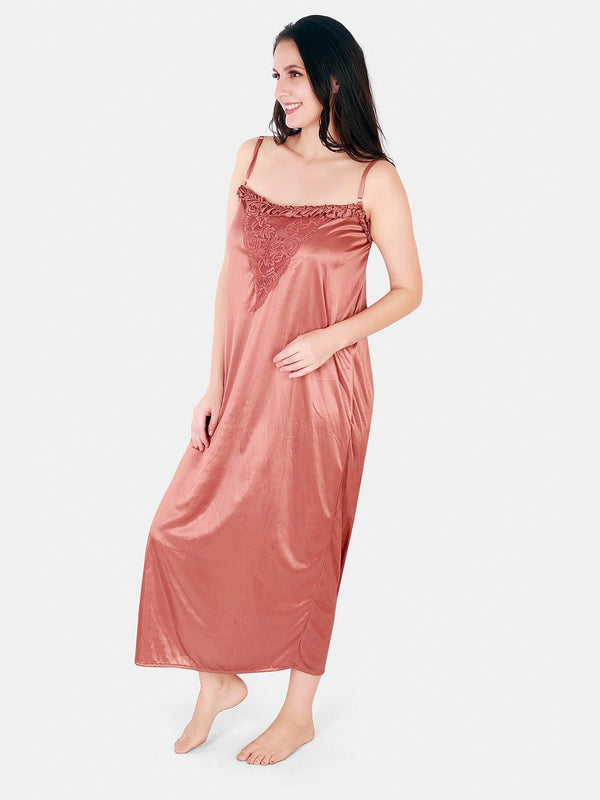 Be You Floral Lace Shoulder Straps Satin Maxi Nightdress With Robe