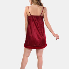 Be You Square Neck Lace Up Details Satin Nightdress With Robe