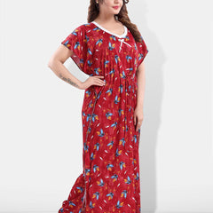 Be You Floral Printed V-Neck Satin Kaftan Nightdress