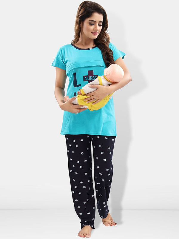 Be You Typography Printed Maternity Night Suit