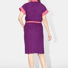 Be You Violet Solid Cotton Drawstring Knee Length Bath Robe