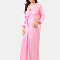 Be You Shoulder Strap Net Maxi Nightdress With Satin Robe