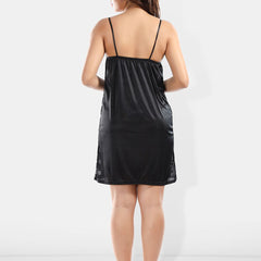 Be You Shoulder Straps Laced Nightdress With Satin Robe And Briefs