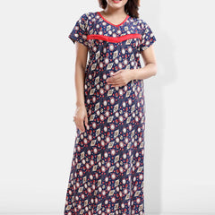 Be You Floral Printed Maxi Satin Maternity Nightdress