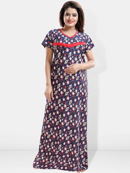 Be You Floral Printed Maxi Satin Maternity Nightdress