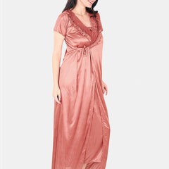 Be You Floral Lace Shoulder Straps Satin Maxi Nightdress With Robe